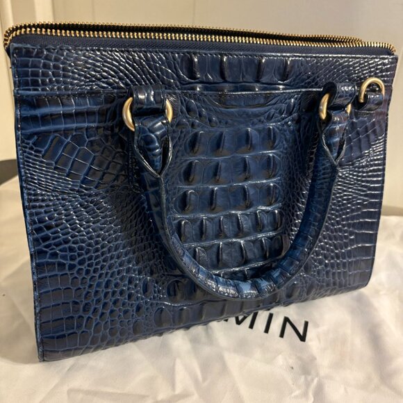 BRAHMIN Melbourne Stacy Satchel – Navy Embossed Leather - Picture 2 of 7